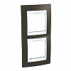 Unica Plus - cover frame - 2 gangs - cacao/white
