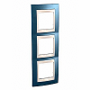 Unica Plus - cover frame - 3 gangs - glacier blue/ivory