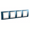  Unica Plus - cover frame - 4 gangs, H71 - glacier blue/ivory