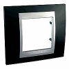 Unica Top - cover frame - 1 gang - Rhodium Black/aluminium