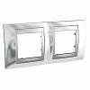 Unica Top - cover frame - 2 gangs, H71 - Inox Bright /aluminium