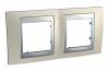 Unica Top - cover frame - 2 gangs, H71 - Opal Titanium/aluminium