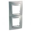 Unica Top - cover frame - 2 gangs - glossy chrome/aluminium
