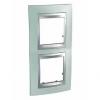 Unica Top - cover frame - 2 gangs - Fluor Green/aluminium
