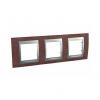 Unica Top - cover frame - 3 gangs, H71 - Tobacco/aluminium