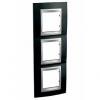 Unica Top - cover frame - 3 gangs - Rhodium Black/aluminium