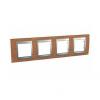 Unica Top - cover frame - 4 gangs, H71 - cherry tree/aluminium