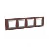 Unica Top - cover frame - 4 gangs, H71 - Tobacco/aluminium