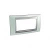 Unica Top - cover frame - 4 modules - fluorescent green/aluminium