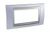 Unica Top - cover frame - 4 modules - beryl blue/aluminium