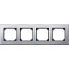 Metal frame, 4-gang, Platinum silver