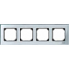 Real glass frame, 4-gang, Diamond silver