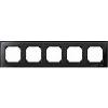 Real glass frame, 5-gang, Onyx black