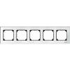 Real glass frame, 5-gang, Brilliant white