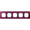 Real glass frame, 5-gang, Ruby red