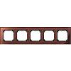 Real glass frame, 5-gang, Mahogany brown