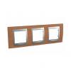 Unica Top - cover frame - 3 gangs, H71 - cherry tree/aluminium